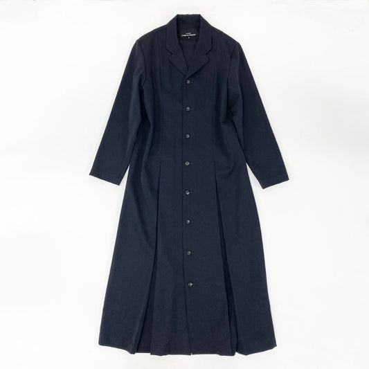 14j9 《美品》toricot COMME des GARCONS トリココムデギャルソン チェスターコート ロングコート ワンピース ジャケット AD1992 TO-05023S Sサイズ ネイビー レディースu02t