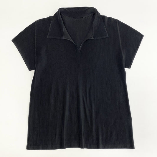 26j24 《美品》PLEATS PLEASE プリーツ半袖シャツ 半袖カットソー トップス PP02FK108 3サイズ ブラック レディースu02t