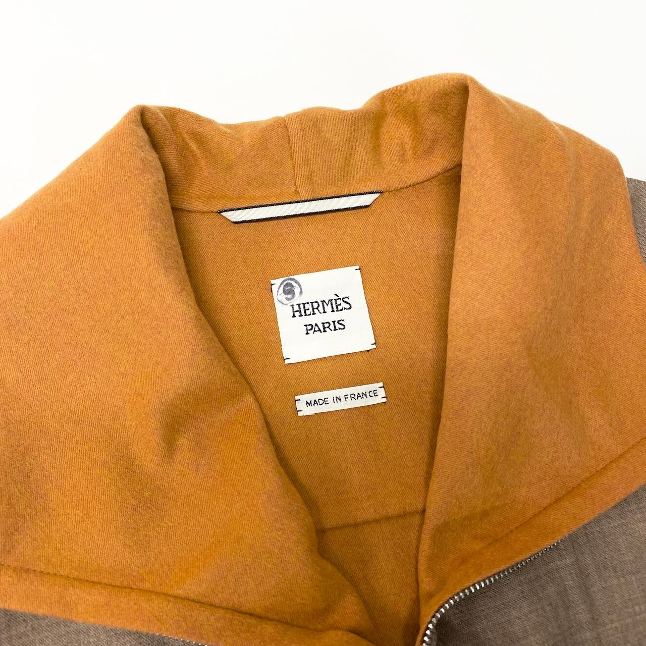 E HERMES エルメス 2023 ジップアップ カシミヤ ウール ハイネック ジャケット 40 ベージュ イエロー  レディースnu1