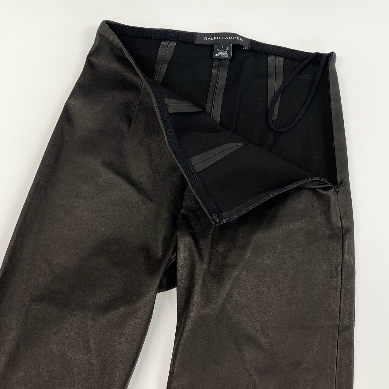 49i11 【美品】 RALPH LAUREN ラルフローレン レザーパンツ ラムレザー タグ付き スキニーパンツ ボトム レディース 女性用 12Y0101 0 ブラックu02t