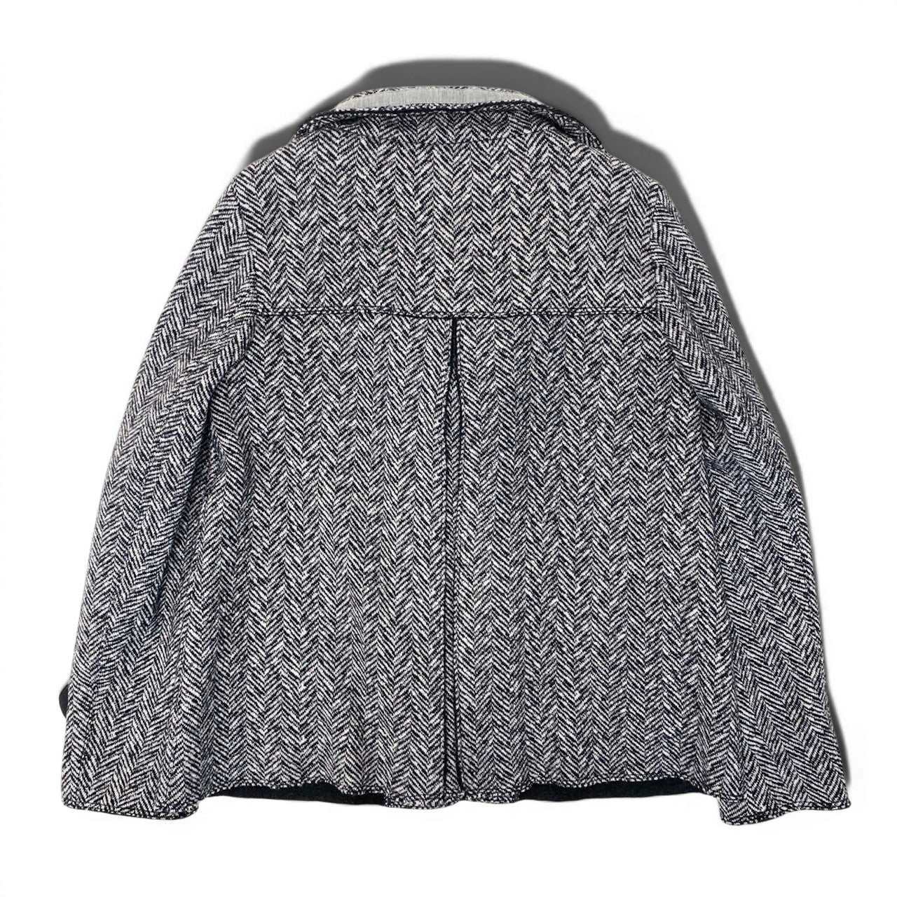 88g20 MaxMara WEEKEND LINE マックスマーラ ウィークエンドライン ヘリンボーン スタンドカラージャケット ショートコート サイズ42 ブラック ホワイト レディース 女性用u02t