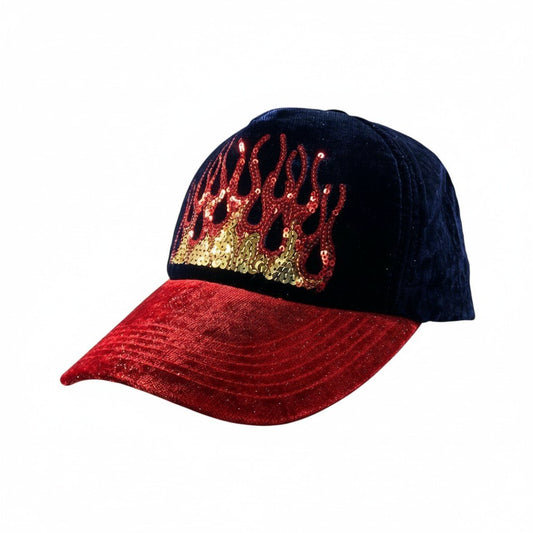 licien pellat-finet ルシアンペラフィネ スパンコールファイアー ラメキャップ Sequin Fire Glitter Cap F レッド ネイビー 帽子
