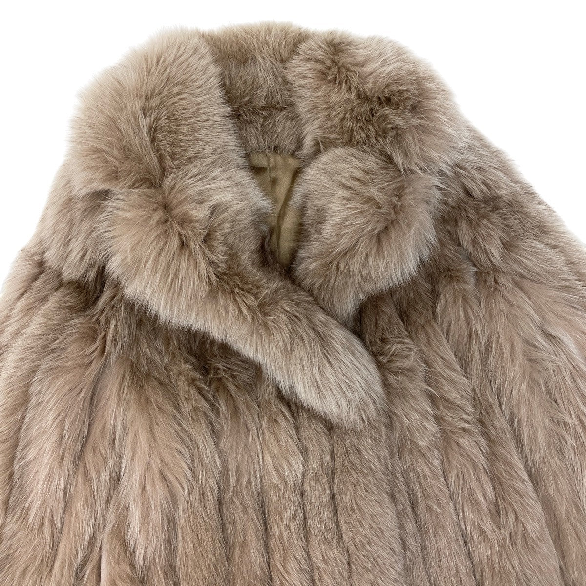 78h8 染め フォックスファー コート サイズF ベージュ 本毛皮 Dyed Fox Fur Coat Beiget18r