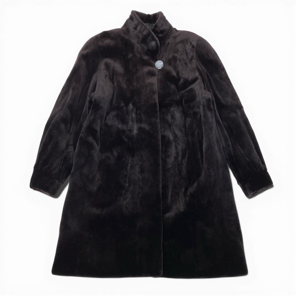 29l27 SAGA MINK サガミンク 銀サガ シェアードミンク ロングコート サイズF ダークブラウン 本毛皮 MINK FURt18r