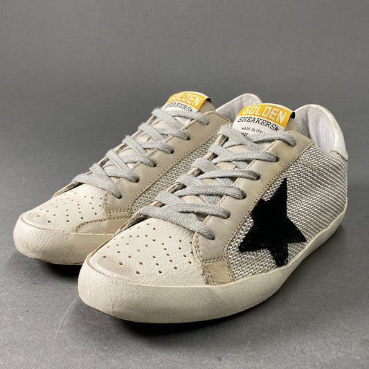 4e14《極美品》GOLDEN GOOSE DELUXE ゴールデングース ヴィンテージ加工 SUPERSTAR レザースニーカー ローカットスニーカー サイズ35 ライトグレー系 レディース 靴 シューズ