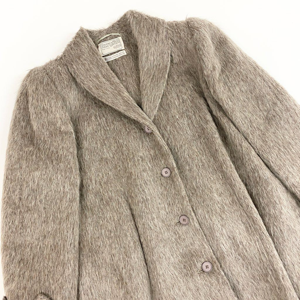 33l24 ALTUNA AGNONA アニオナ アルパカ ウール チェスターコート サイズ44 グレージュ イタリア製 アウター 女性服t18r