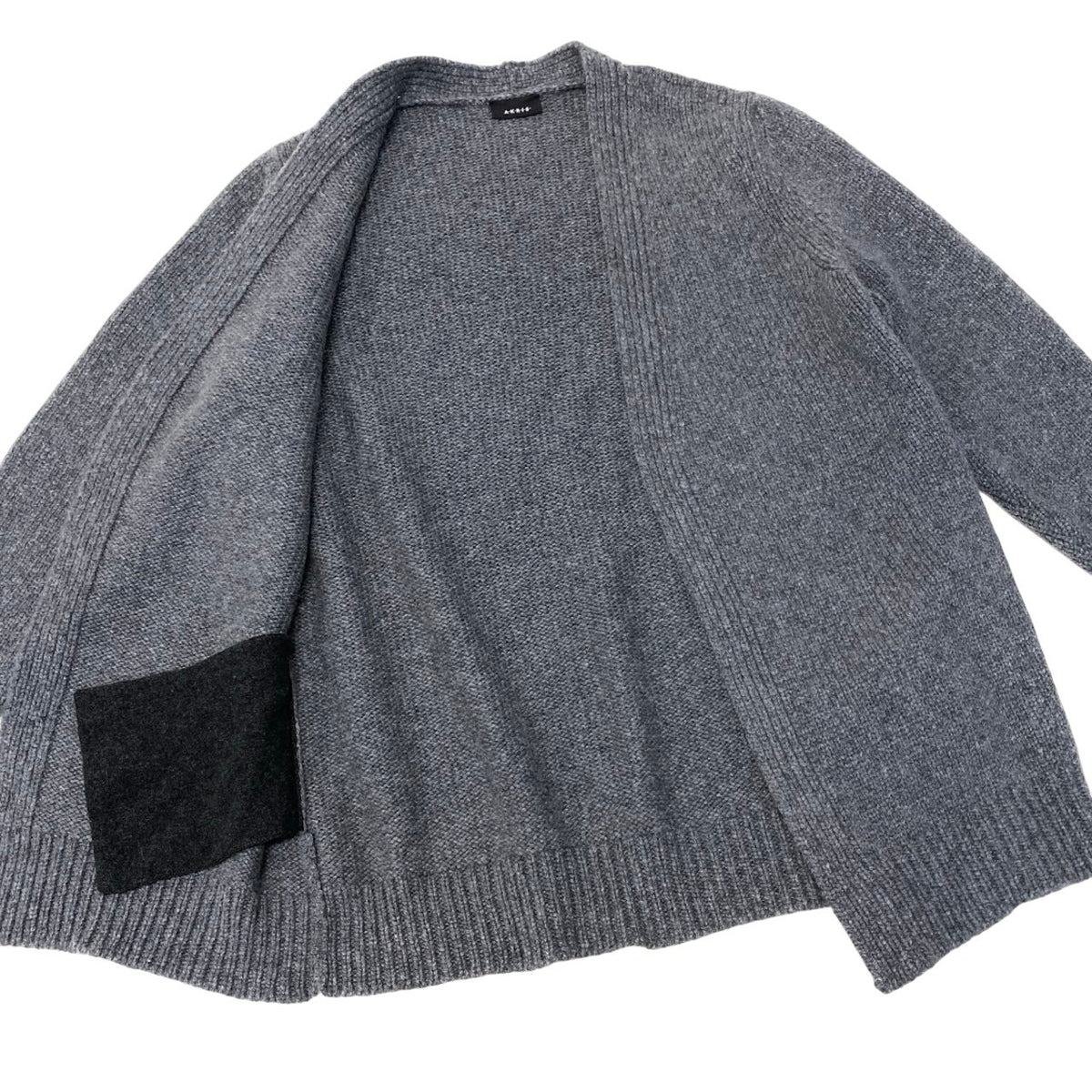 10i28 【美品】A-K-R-I-S- アクリス カシミヤニットカーディガン ニットセーター ミドル丈 44サイズ グレー カシミヤ100％ レディース 女性用u02t
