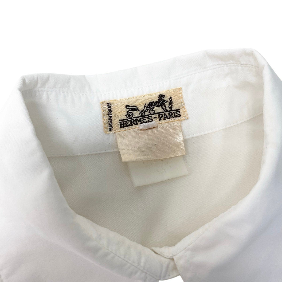 Ef12 HERMES エルメス ロゴ刺繍 ロングスリーブシャツ セリエボタン サイズ36 ホワイト コットン100％ レディース 女性用t18r