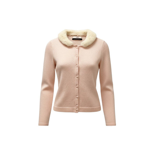 14b13 Rene ルネ ニットカーディガン ニットセーター 襟ミンクファー取り外し可 6642770 36サイズ ベビーピンク ウール100％ レディース 女性用u02t