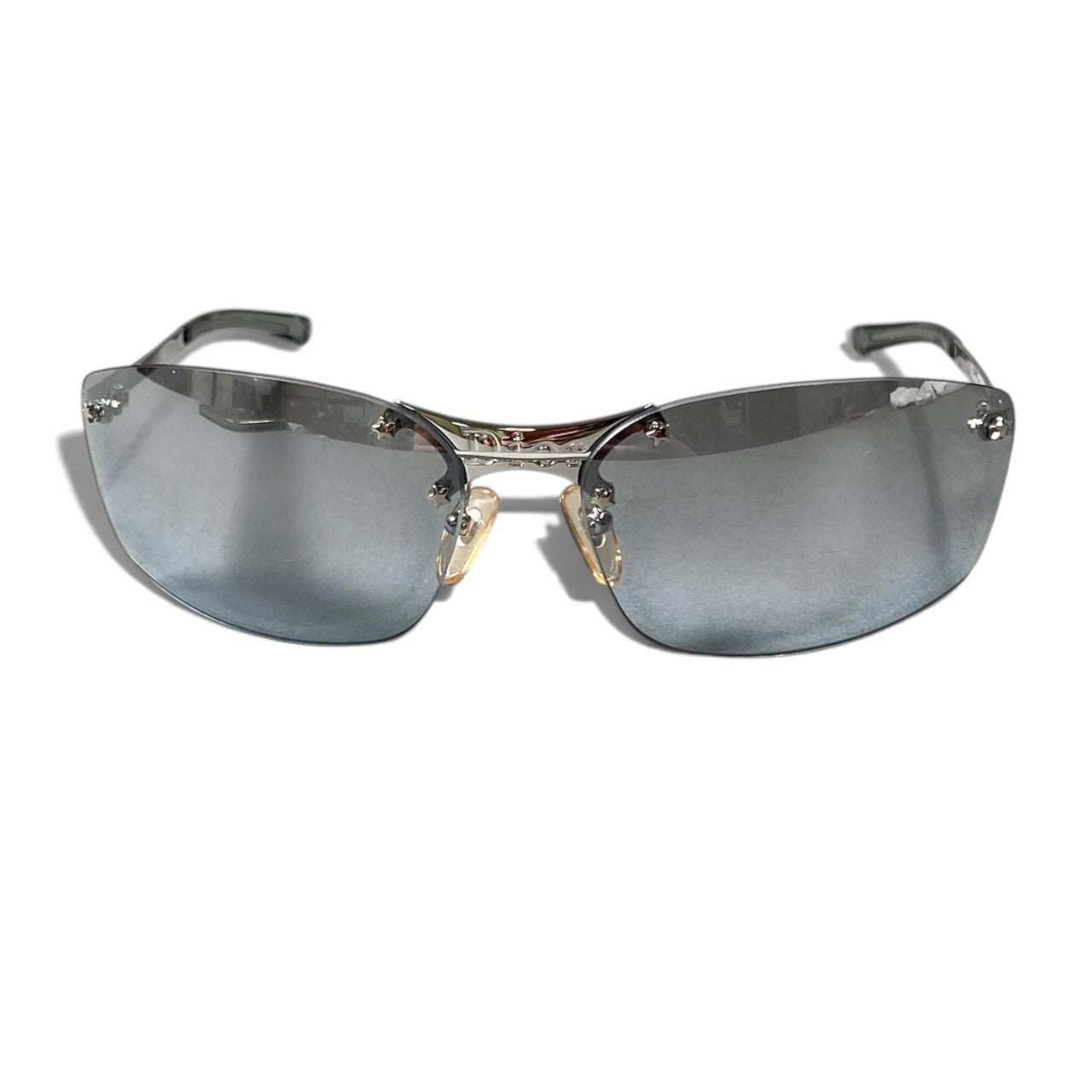 h12【美品】Christian Dior ストリートシック リムレスサングラス 星 65□15 120 グレー レディース 女性用ta1