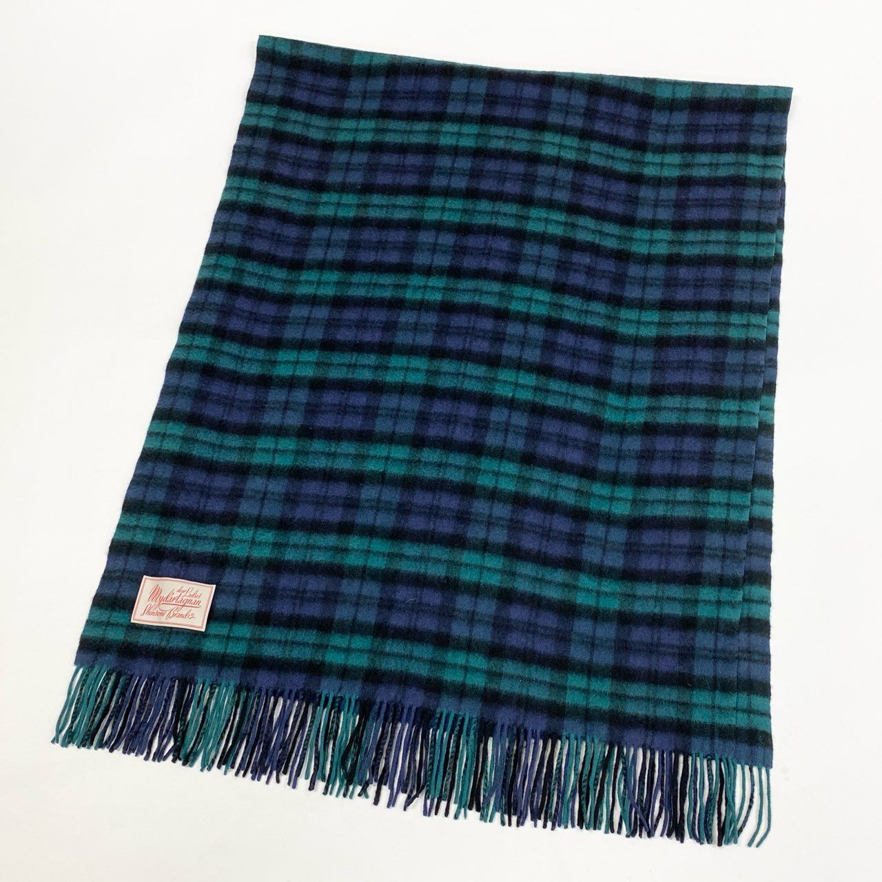 l15 SHINZONE シンゾーン マイダルタニアン 大判 カシミヤマフラー フリンジストール グリーン チェック カシミア レディース 女性用u02t