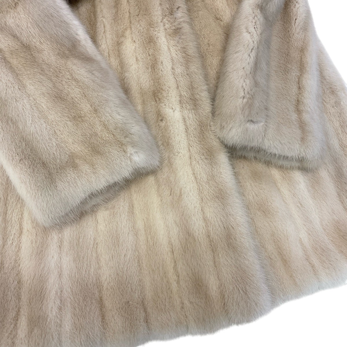 38f18 MIO パールミンク 超ロングコート 丈100cm サイズF ホワイト 最高級本毛皮 Pearl Mink Long Fur Coatt18r