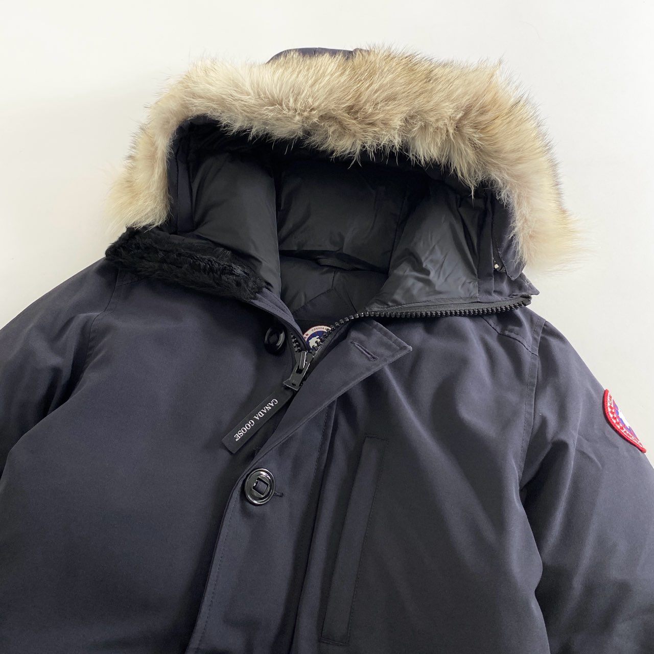 1h11 CANADAGOOSE カナダグース JASPER PARKA ジャスパーパーカ ダウンジャケット コヨーテファー アウター 3438JM R Mサイズ ダークネイビー