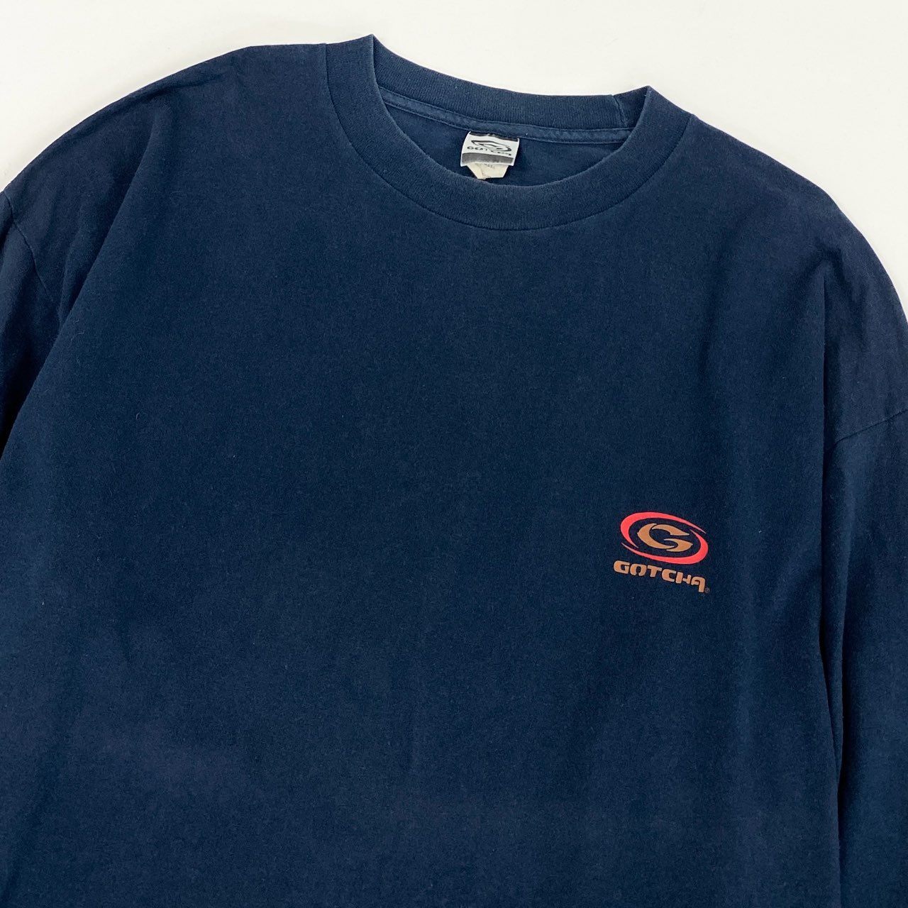 66i11 GOTCHA ガッチャ 長袖カットソー 98年 90’s old surf 両面袖プリント Tシャツ USA製 メンズ 男性用 XL ネイビー マルチカラー コットン100％u02t