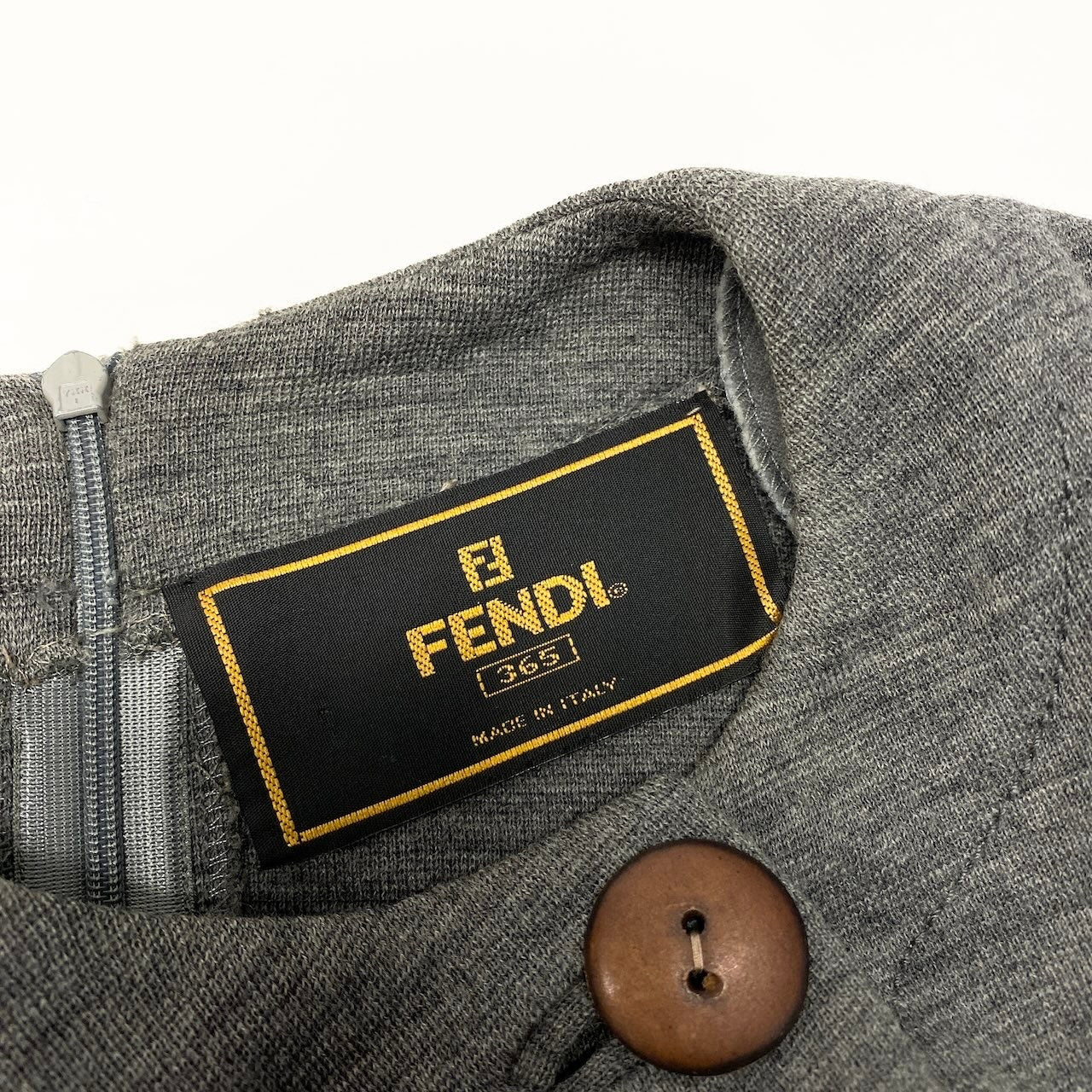 84c19 FENDI フェンディ 長袖ワンピース ウールワンピース 膝丈ワンピース イタリア製 レディース 女性用 グレーu02t