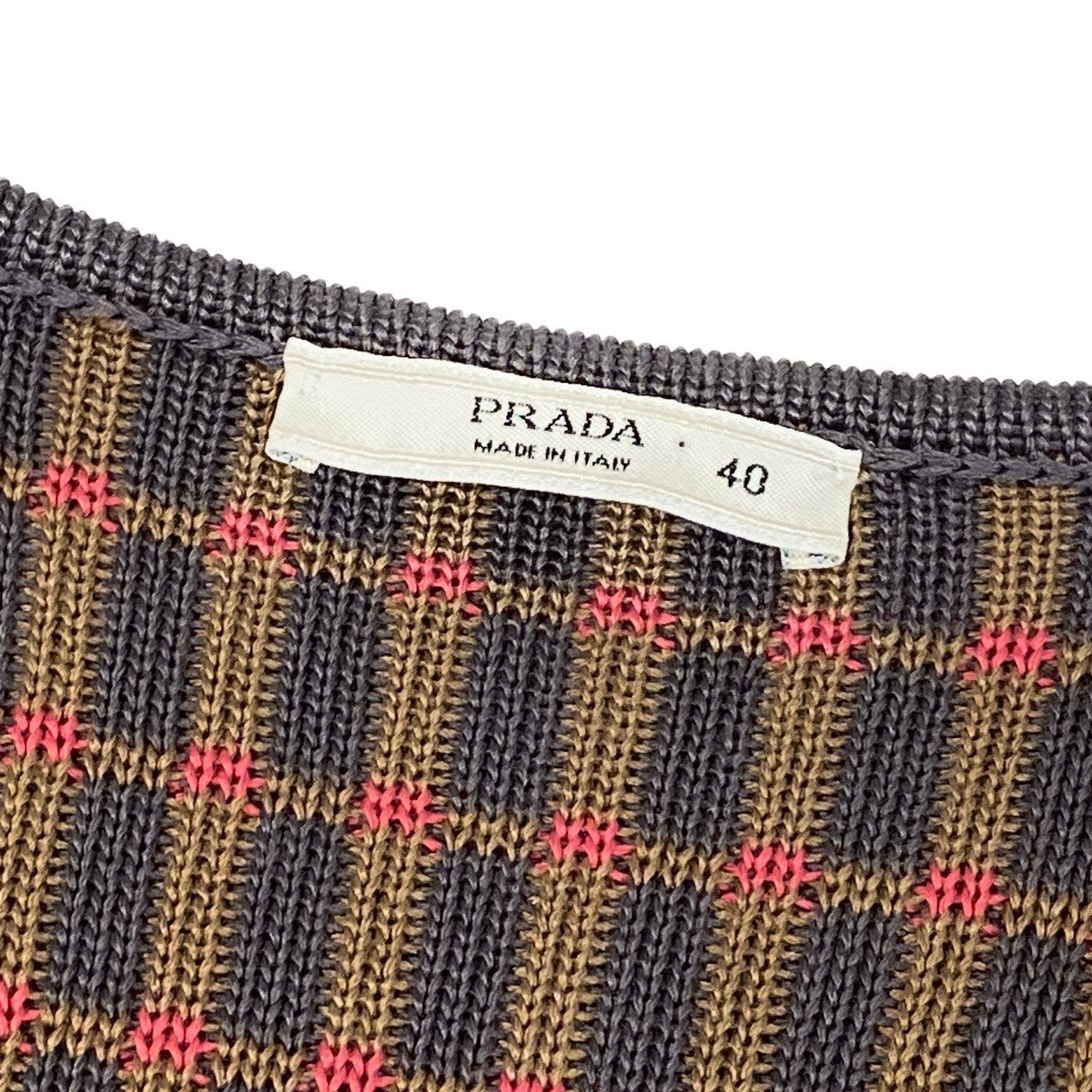 g13 PRADA 2012AW ニットドレス ワンピース チェック柄 イタリア製 40サイズ マルチカラー シルク100％ レディース 女性用k02i