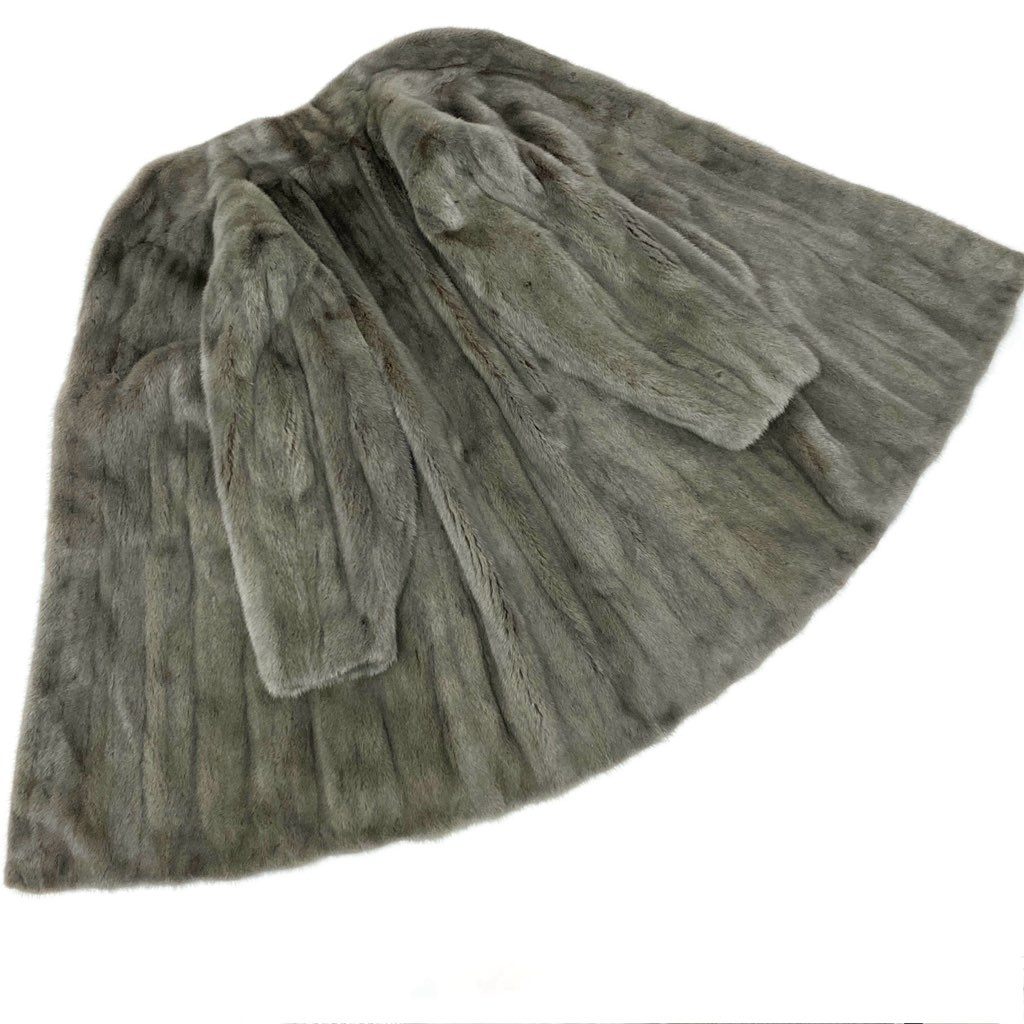 15l28 AKASAKA FUR 銀サガ SAGA MINK サガミンク 染めミンク ロングコート サイズF グレー 最高級本毛皮t18r