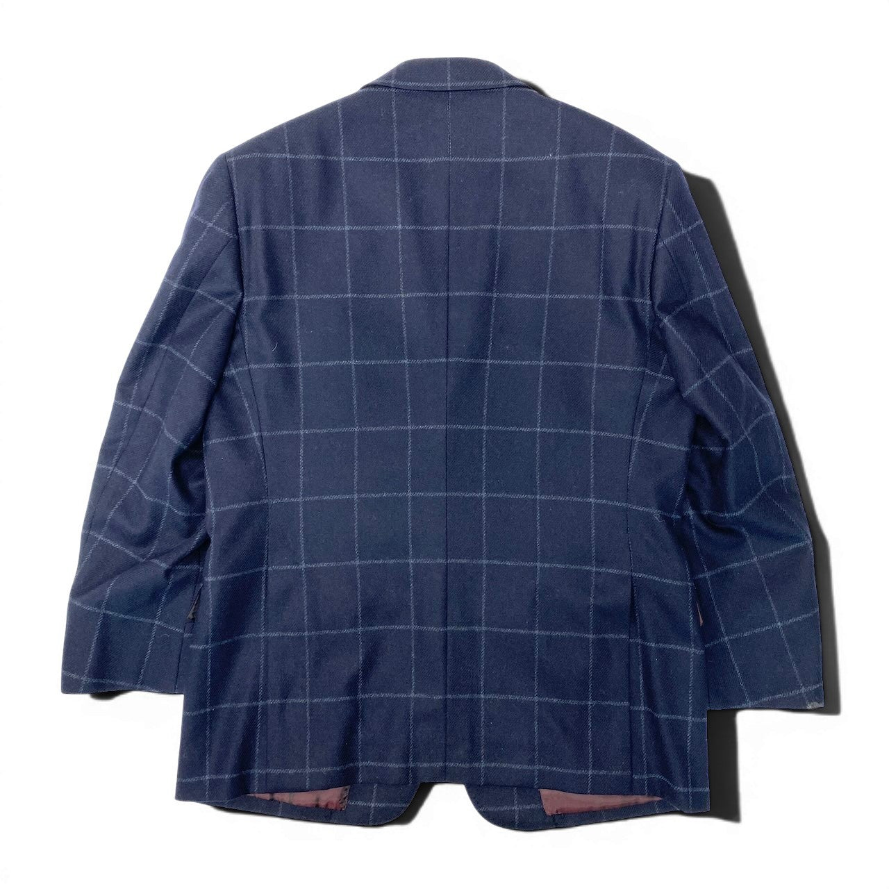 65e7 dunhill ダンヒル テーラードジャケット 背抜き チェック柄 ネイビー メンズ 紳士服u02t