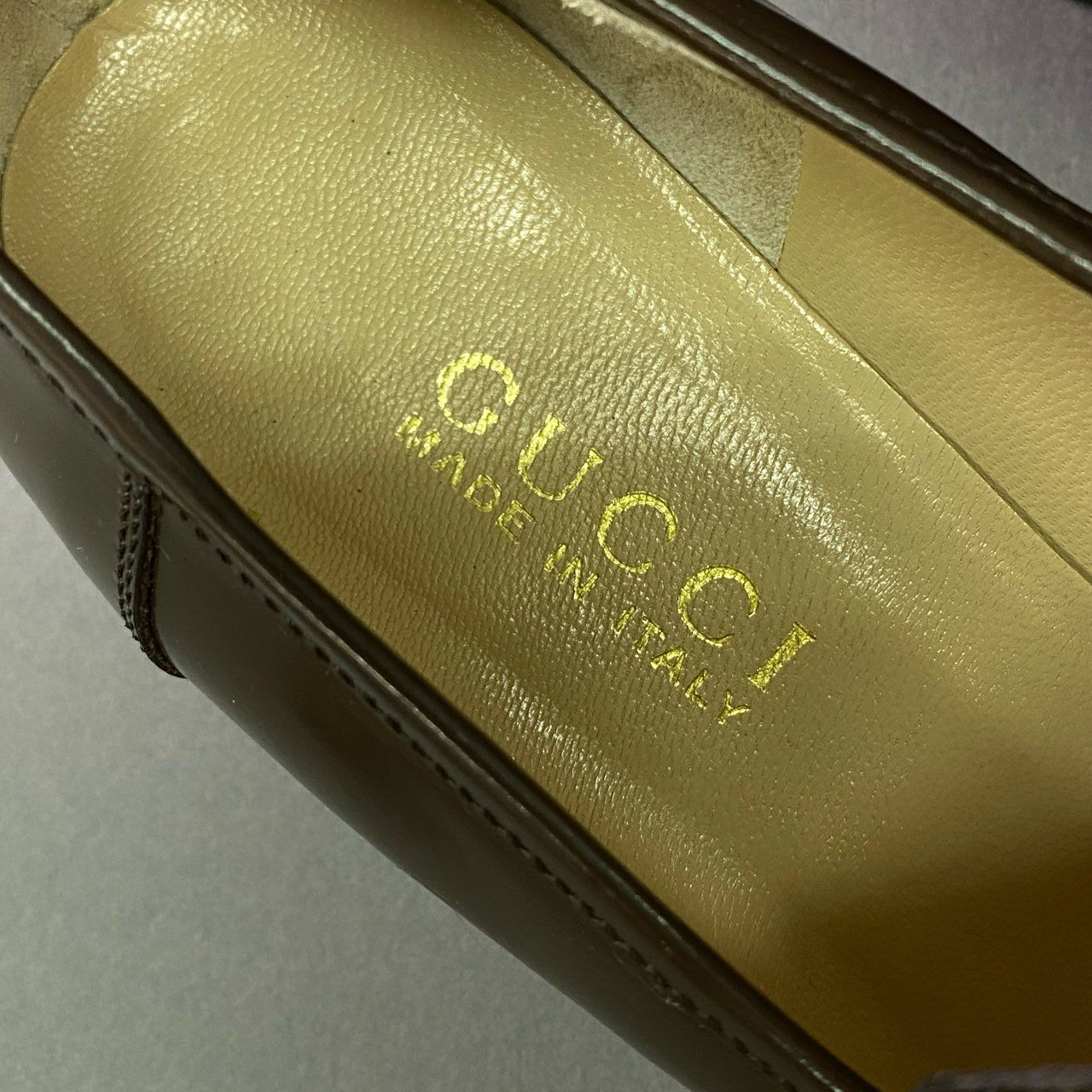 1j28 GUCCI グッチ ホースビットローファー 7 1/2 ブラウン レザー シューズ ビジネス フォーマル イタリア製