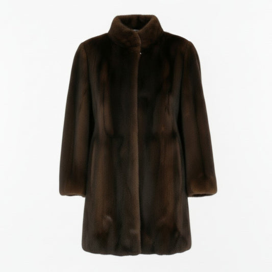 73a21 PRELIOT デミバフミンク ロングコート サイズ13 ブラウン 本毛皮 Mink Fur Long Coat 毛並み◎t18r