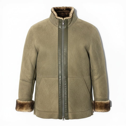 57d5 ARMANI COLLEZIONI アルマーニ コレッツォーニ リアルムートンジャケット サイズ50 グレー シープスキン 羊革 Real Mouton Jackett18r