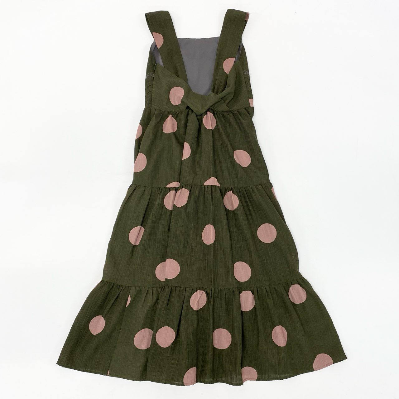 17k9 Her Lip To ハーリップトゥ ノースリーブ ティアードワンピース ドレス ドット柄 1213305005 M オリーブ レディースo07t