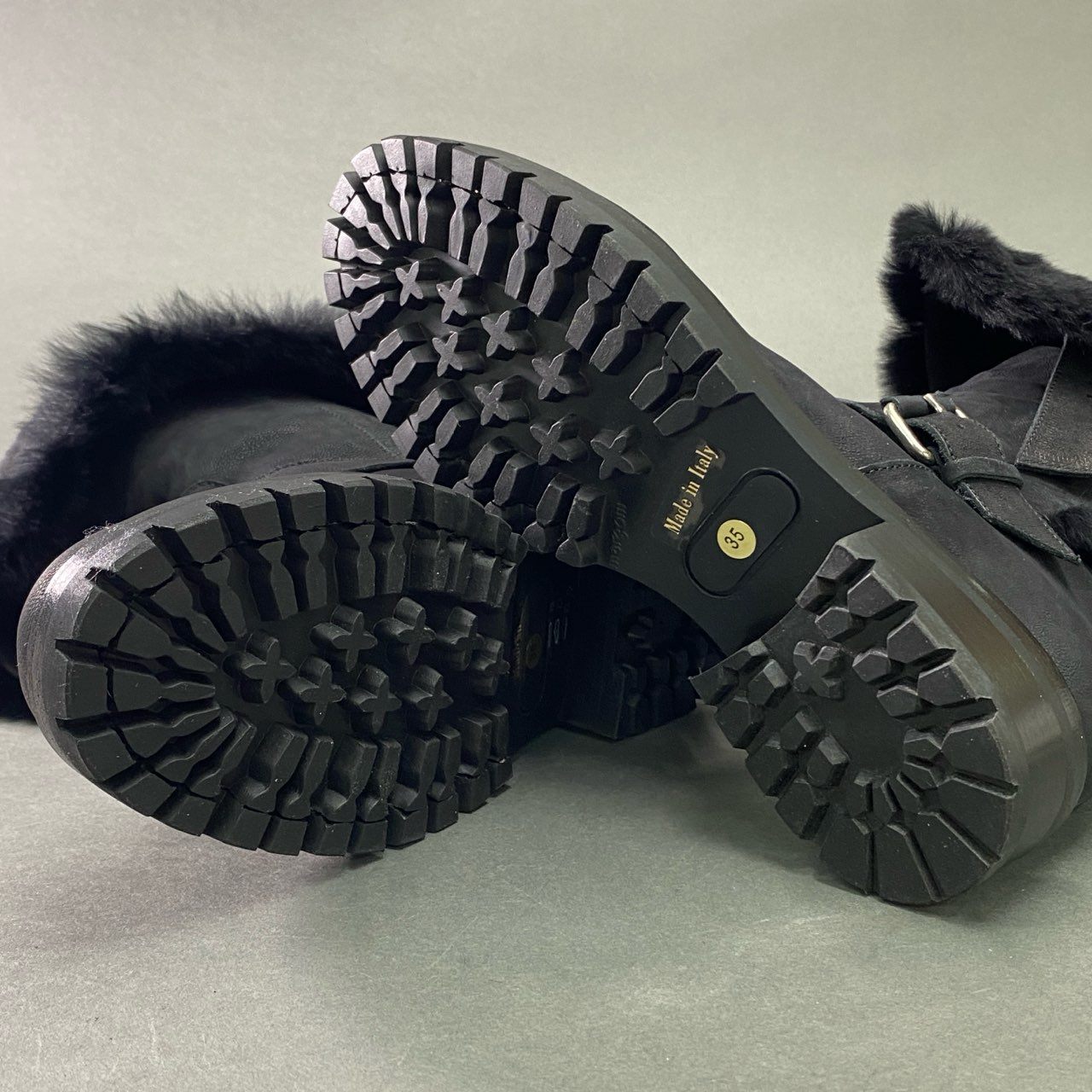 2b7 《美品》 SARTORE サルトル ムートン レザーロングブーツ 35 ブラック Leather イタリア製 シューズ