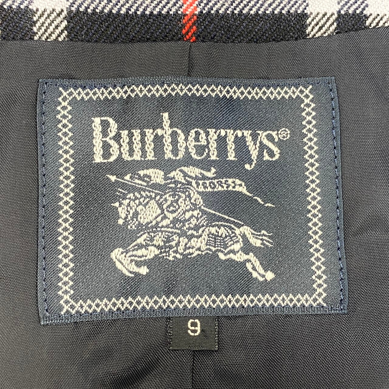 58g5 BURBEERYS バーバリーズ チェック柄 金ボタン ベスト ジレ  9 ネイビー ウール レディースo07t
