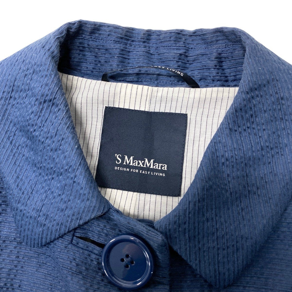 49g17 'S MaxMara エスマックスマーラ ステンカラーコート 麻混紡 サイズ38  ネイビー レディースu02t