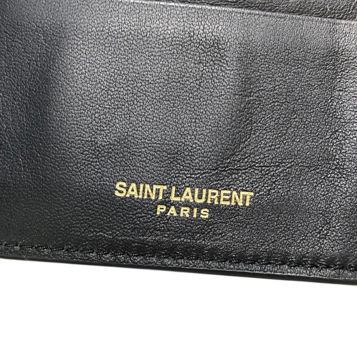i14 SAINT LAURENT サンローラン YSL クロコ型押し マネークリップ カードケース YSL Logo Crocodile-Embossed Leather Money Clip Black 財布t18r