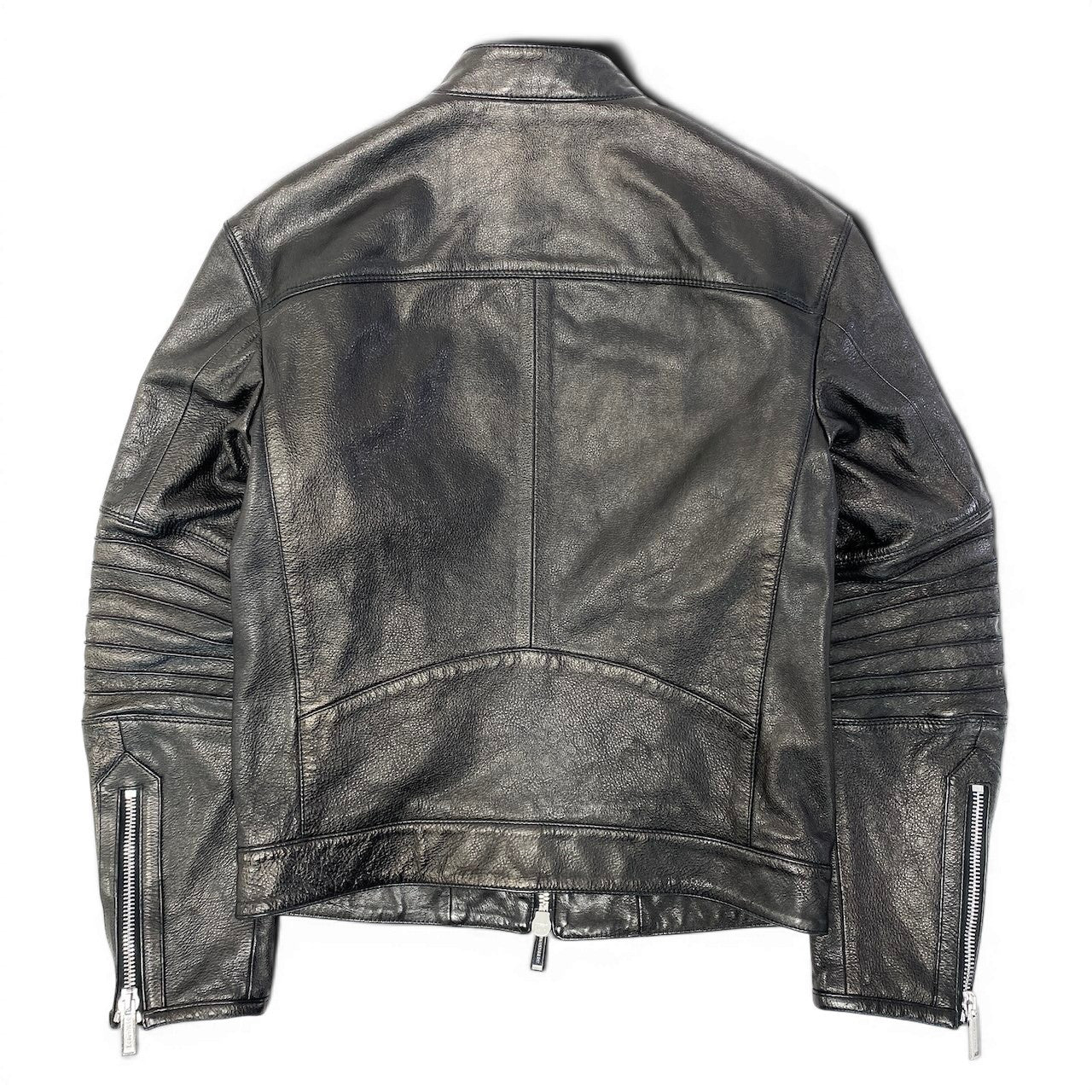 27e11 DSQUARED2 ディースクエアード シングルレザージャケット S74AM1476 サイズ44 ブラック 牛革 ライダースジャケット ルーマニア製t18r