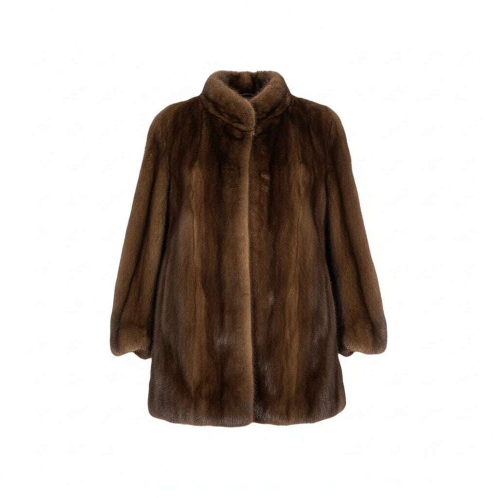 41L12 デミバフミンク ミンクコート セミロングコート 毛皮コート 15 ブラウン系 ミンクファー レディースu02t