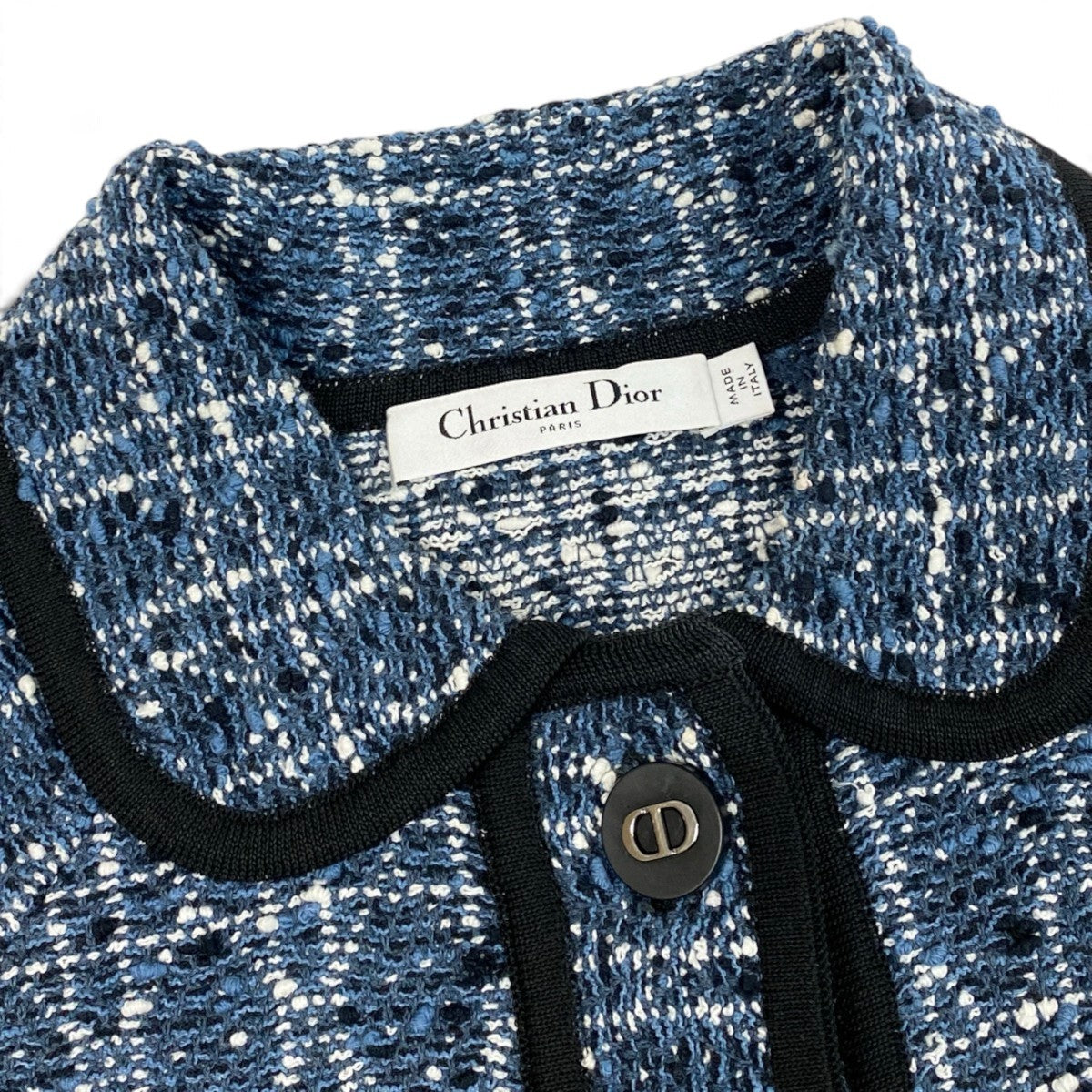 h31 【美品】Christian Dior 26SS ショートスリーブ クロップド カナージュジャケット 44サイズ ブルー レディース 女性用k02i