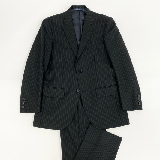 6h29 POLO RALPH LAUREN ポロ ラルフローレン セットアップスーツ ストライプ テーラードジャケット スラックスパンツ  三角タグ 80s~90s 38 部落 ウール メンズ フォーマル ビジネスo07t