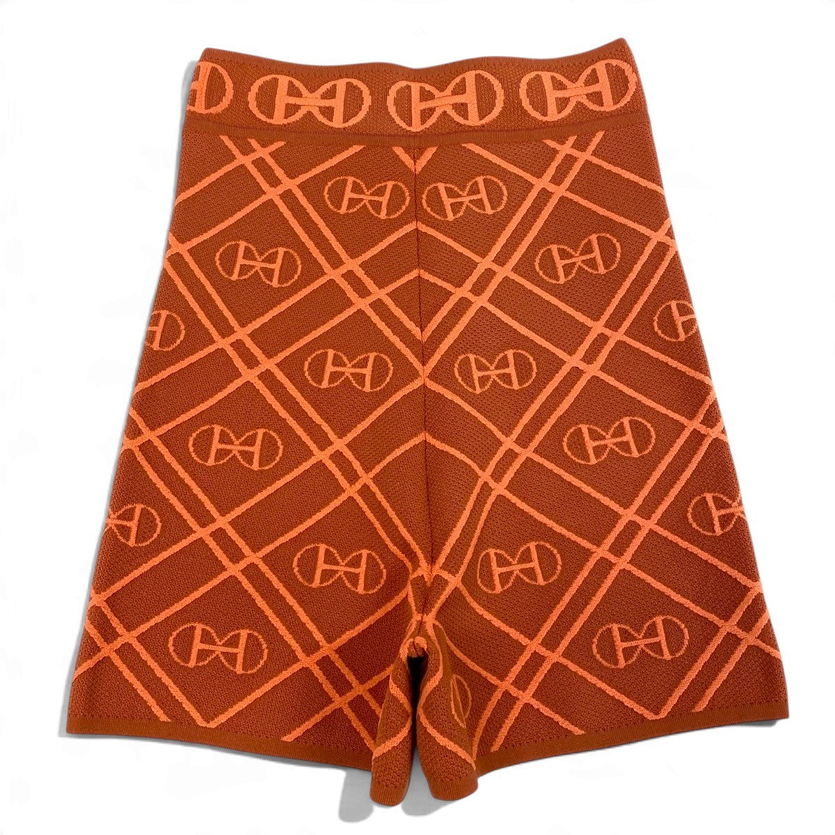 Ij9 【未使用タグ付】 HERMES エルメス H Rond bike shorts ニットショーツ 2E2404DG サイズ34 オレンジ レディースu02t