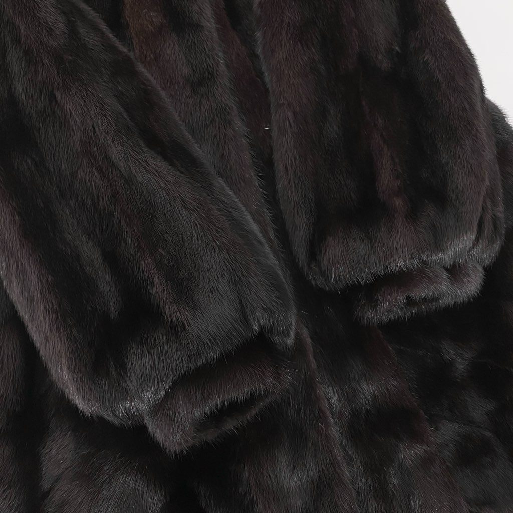 1l27 Black Jewel ブラックジュエル 希少デザイン ダークミンク ロングコート サイズ11号 ダークブラウン 本毛皮 MINK FURt18r