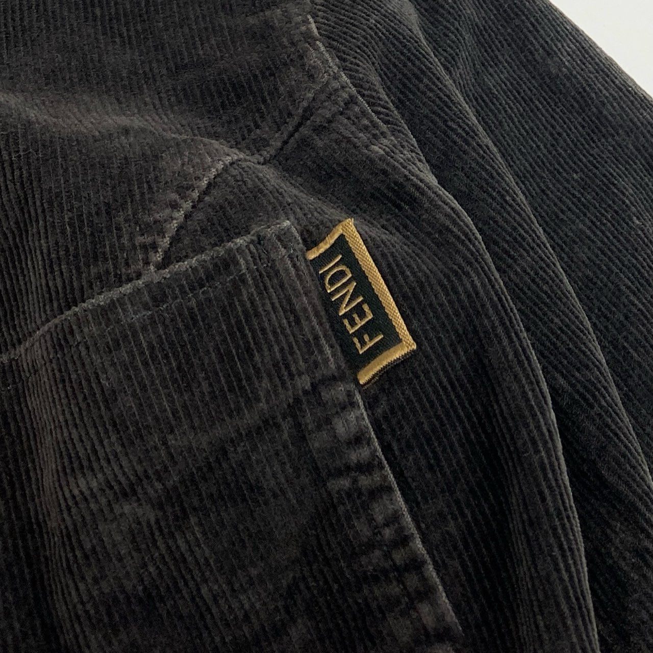 78b27 FENDI フェンディ ロゴボタン 長袖シャツ ブラウス コーデュロイ 40 ブラウン レディース イタリア製u02t