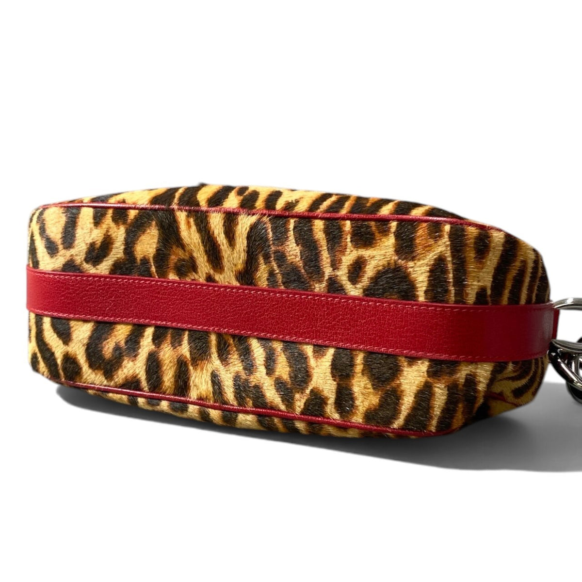 h20【美品】Christian Dior Diva Leopard Pony Hair Bag ブラウン レッド ハラコ レザー レディース 女性用ta1