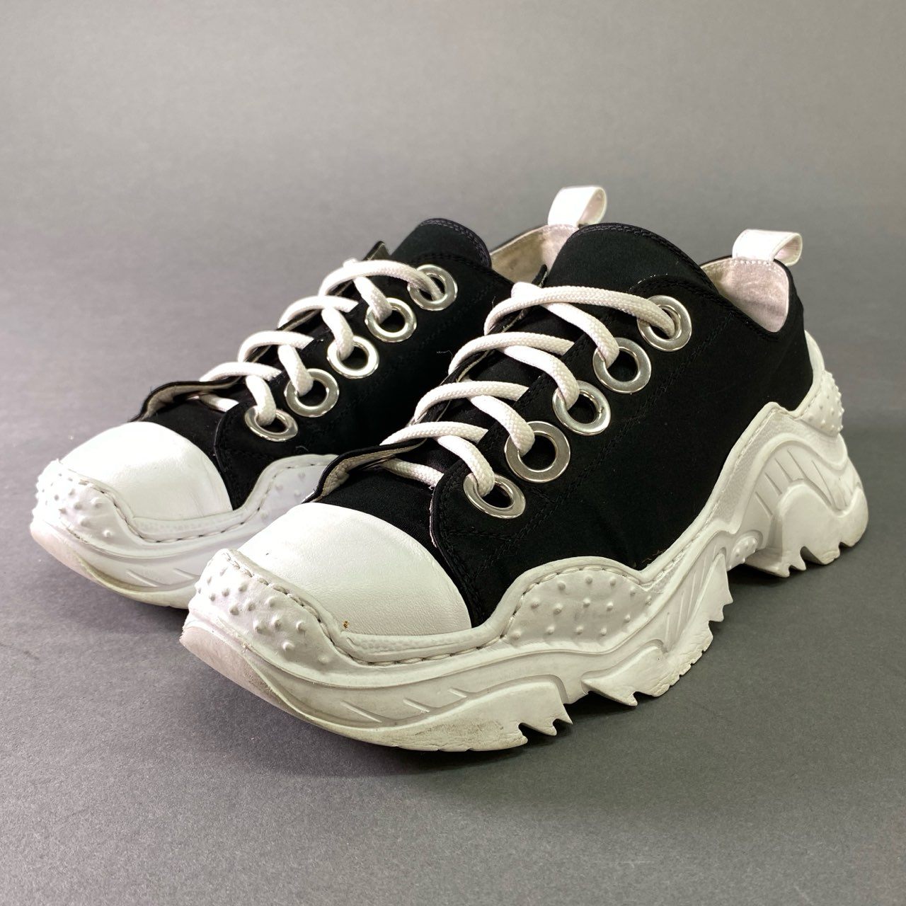 3l20 N゜ ヌメロヴェントゥーノ Satin Sneakers ダッドスニーカー 38 ブラック ホワイト イタリア製 シューズ 靴