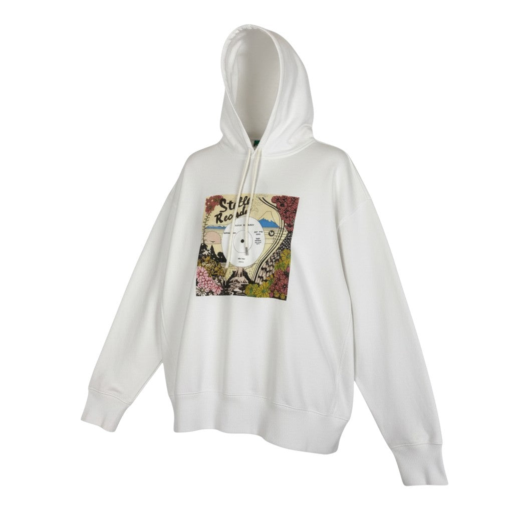 63j5 【新品保管品】STELLAMcCARTNEY ステラマッカートニー プルオーバーフーディー パーカー レコードプリント スウェット Lサイズ ホワイト メンズ 男性用u02t