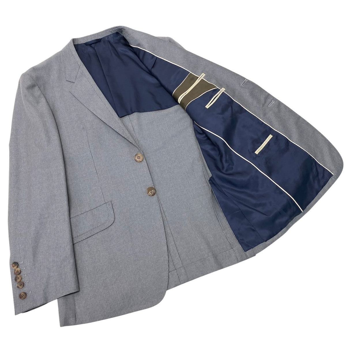 45j15 Paul Smith COLLECTION ポールスミスコレクション セットアップ シングルスーツ ストライプ柄 2B グレー ウール100％ メンズ 紳士服o07t