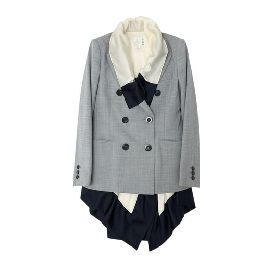 75c4 sacai サカイ Suiting Mix Jacket テーラードジャケット レイヤードジャケット 21-05648 2サイズ グレー レディース 女性用o07t