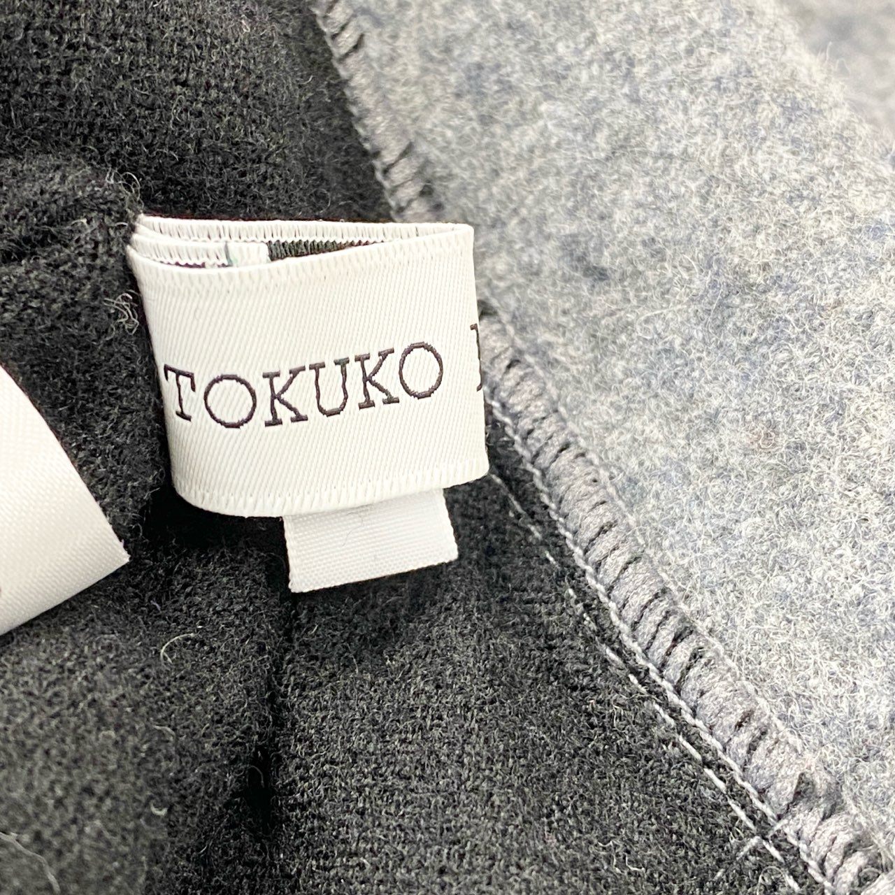 66c2 TOKUKO 1er VOL トクコプルミエヴォル サイド切替 ウールジャケット ニットジャケット バイカラー レディース 女性服 サイズ9 ブラック グレナン ウール100％u02t