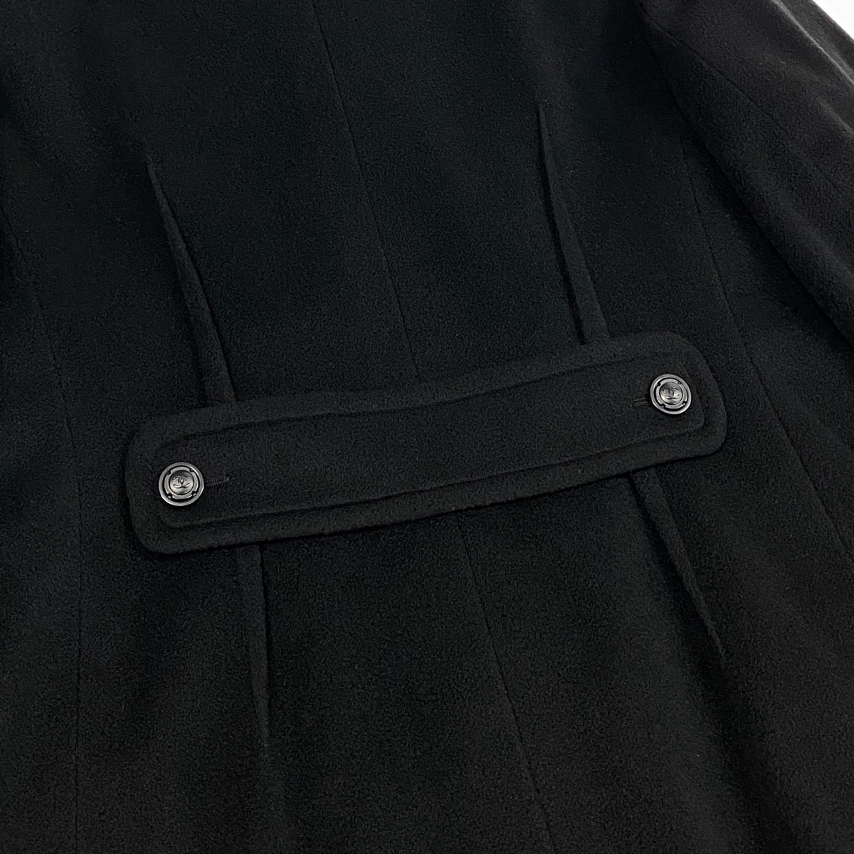 Cg10 CHANEL BOUTIQUE シャネル 97A カシミヤ ダブルコート ココマークボタン サイズ40 ブラック レディースta2