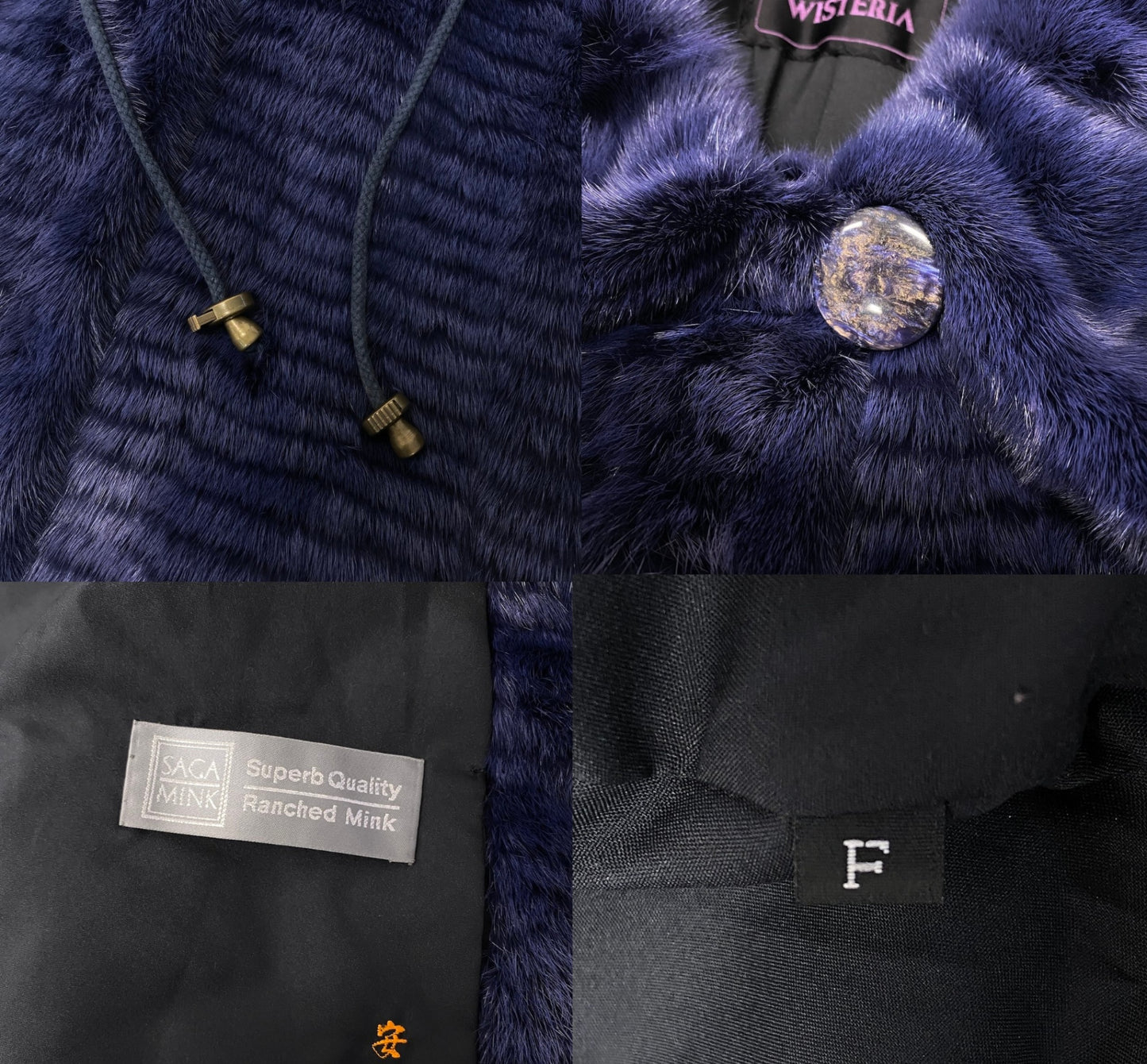 29h31 WISTERIA SAGA MINK サガミンク 銀サガ 染めミンクファー ロングコート サイズF パープル 最高級本毛皮 Mink Fur Long Coatt18r