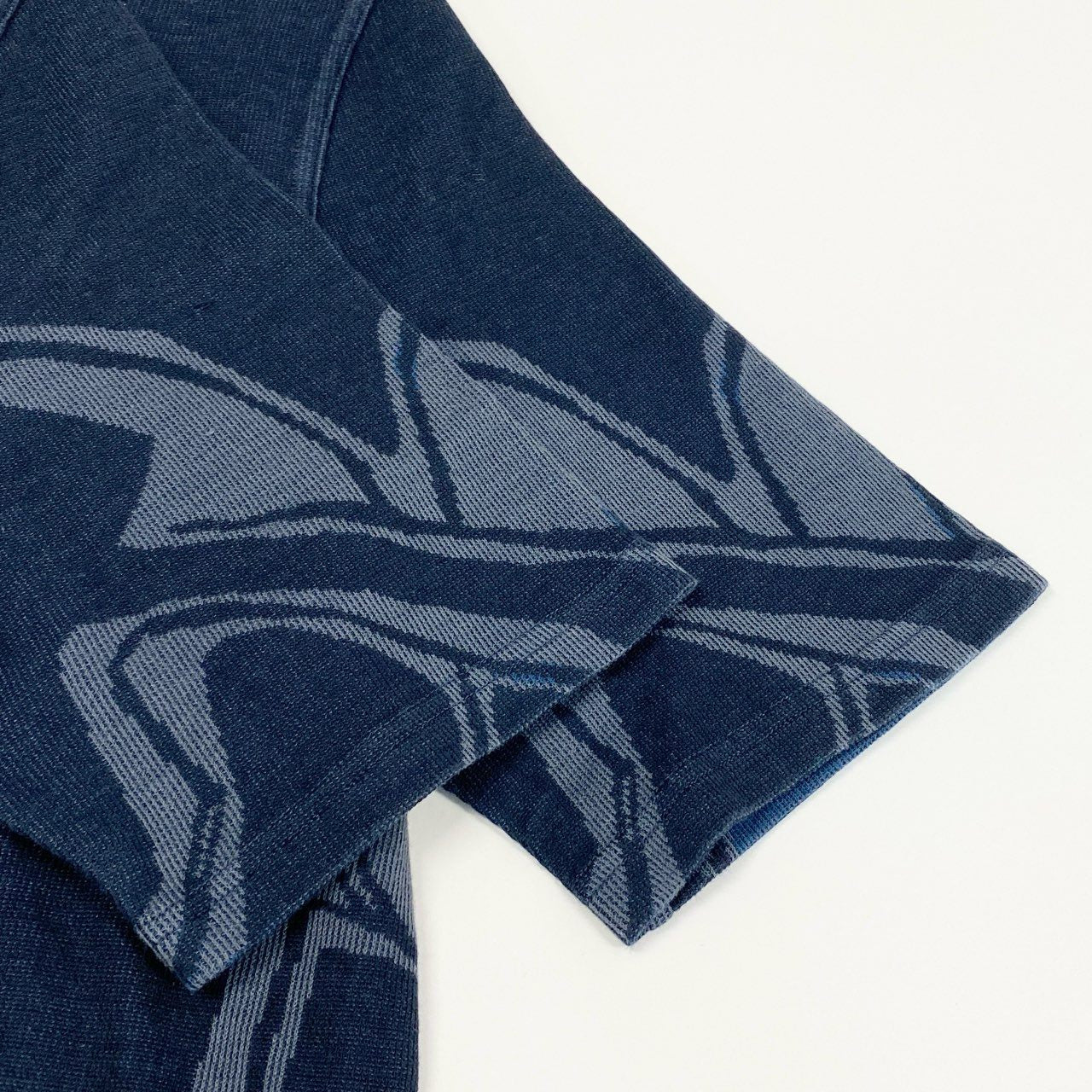 Ia14 HERMES エルメス 半袖Tシャツ クルーネック カットソー 鹿の子 Dance of Horses 馬柄 イタリア製  メンズ 紳士服 サイズM ネイビー コットン100％o07t