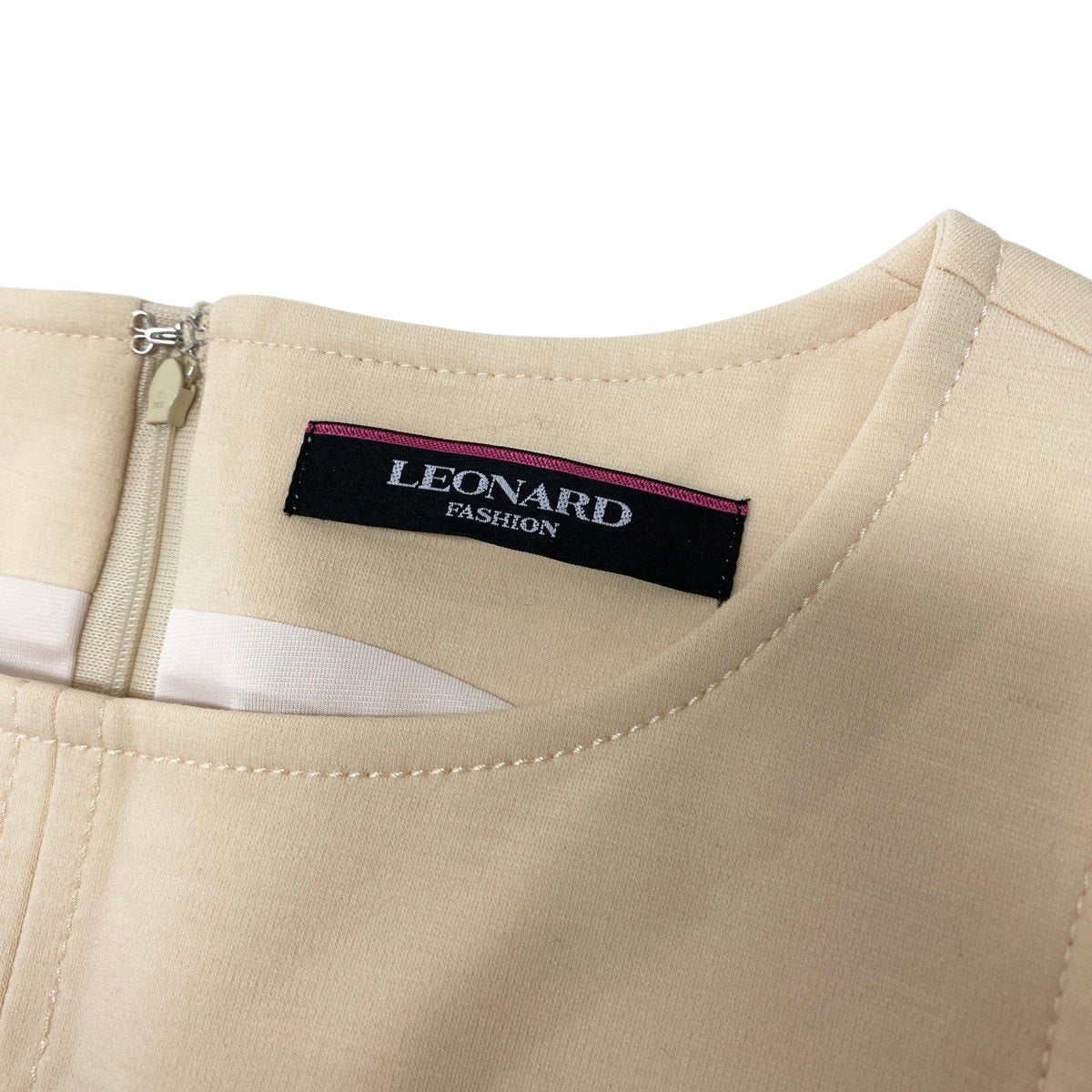 68h21 【美品】 LEONARD FASHION レオナール ノースリーブワンピース ウエストベルト ウールブレンド サイズ1 イエロー レディースu02t