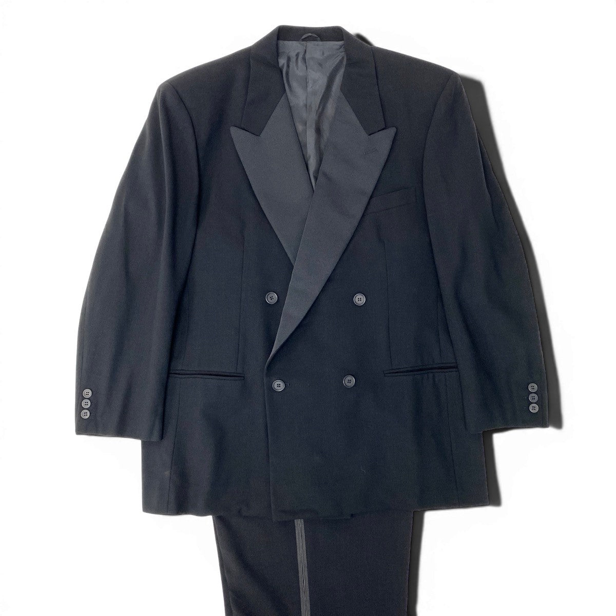 91g27 GIORGIO ARMANI ジョルジオアルマーニ タキシード セットアップスーツ ダブルブレスト サイズ54 ブラック メンズ 紳士服o07t