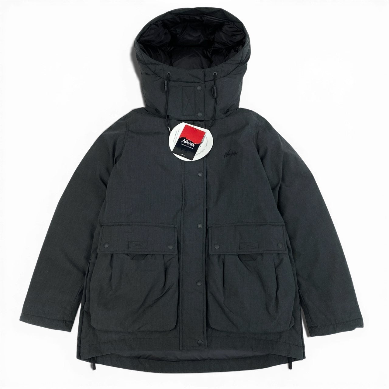 23a27【未使用タグ付】 NANGA ナンガ HINOC DOWN JACKET W ヒノック ダウンジャケット ウィメンズ フード取り外し可 2way アウトドア キャンプ レディース サイズＳ チャコールu02t