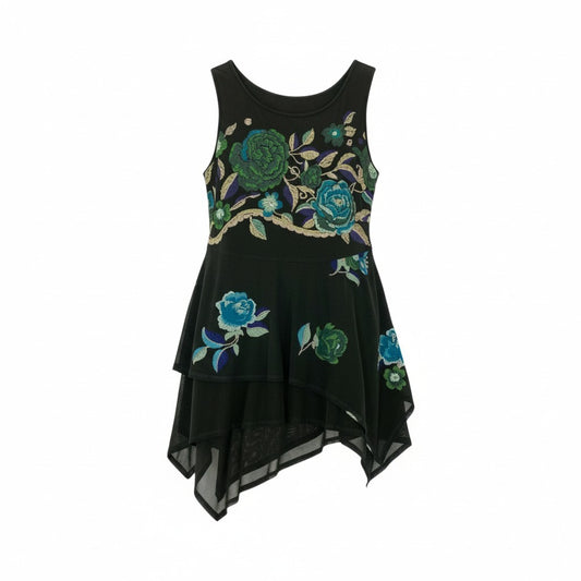 20L2 TOKUKO 1er VOL トクコプルミエヴォル ノースリーブワンピース フリルワンピース  アシンメトリー 異素材切替 花柄プリント レディース 9 ブラウンu02t